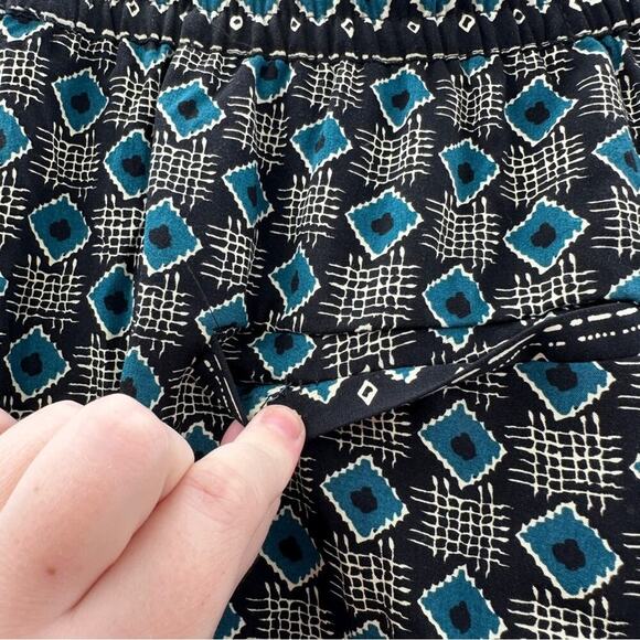 Anthropologie Geometric Print Tie Waist High Rise Jogger Pants in Green Motif S - Picture 8 of 15